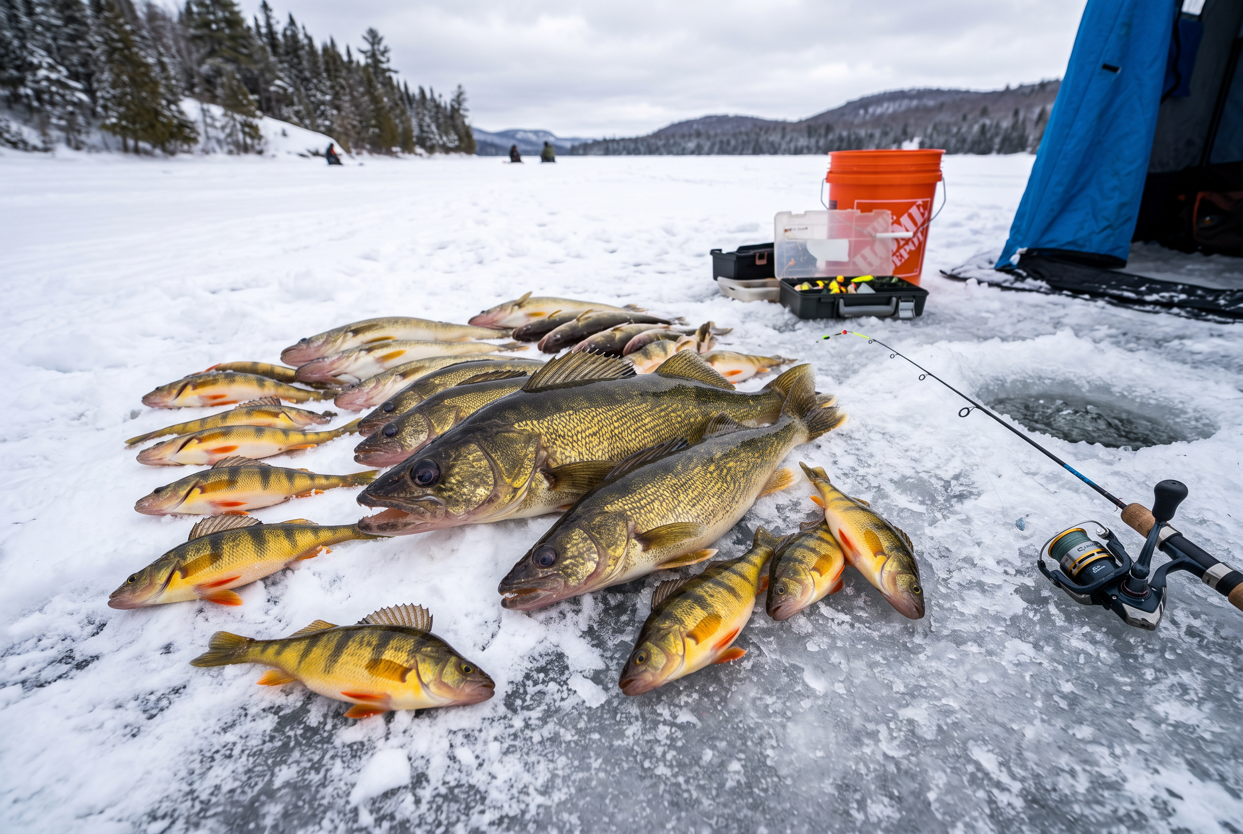 Walleye catch from ice fishing